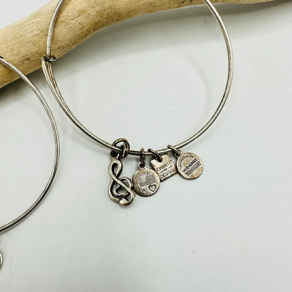 Alex & Ani Bangle Music Note and Dove Bracelet Set